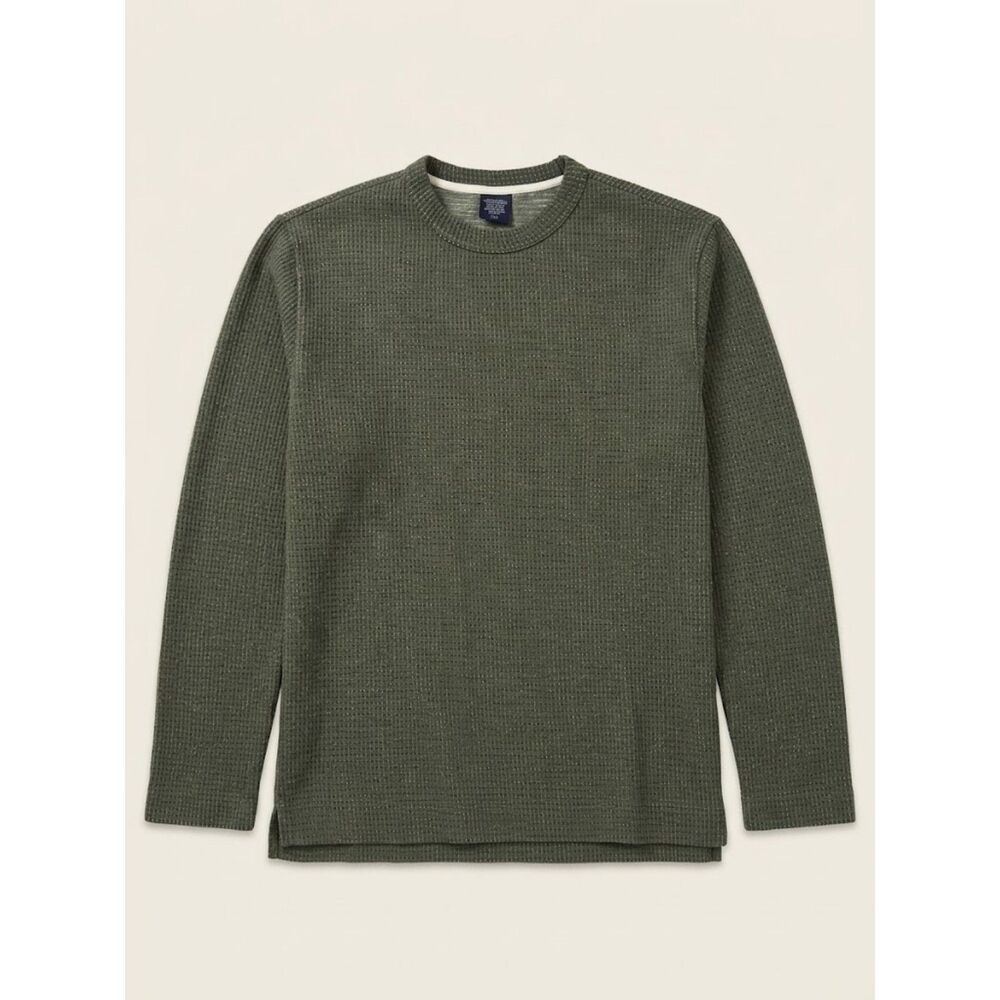 Y2K Tommy Jeans Waffle Knit Thermal Shirt Mens L Olive Green Long Sleeve